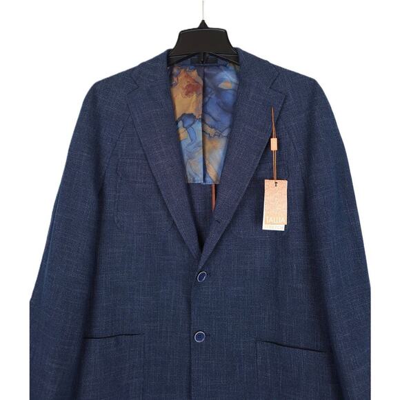 Tallia Mens Slim-Fit Stretch Raglan Lightweight Sport Coat Navy Grey 42L NWT - Picture 4 of 7